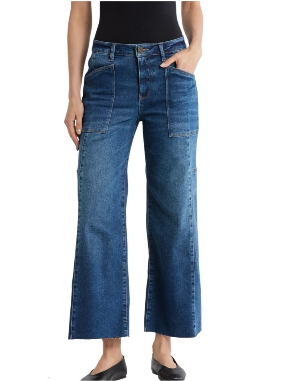 Kut from the Kloth Lily High Waist Raw Ankle Wide Leg Jeans Size 8